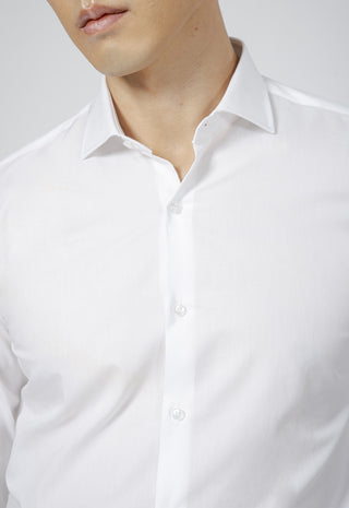 Camicia Uomo Twill Regular Fit con Collo Classico|Colore:Bianco