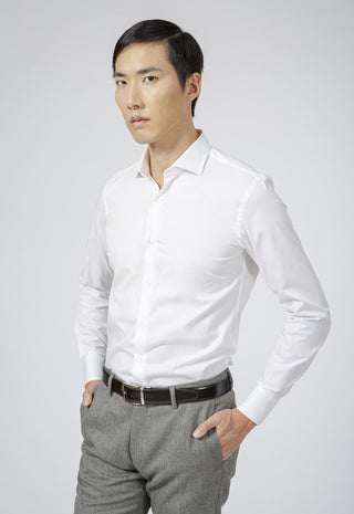 Camicia Uomo Twill Regular Fit con Collo Classico|Colore:Bianco