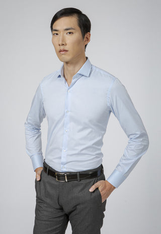 Camicia Uomo Twill Regular Fit con Collo Classico|Colore:Celeste 1