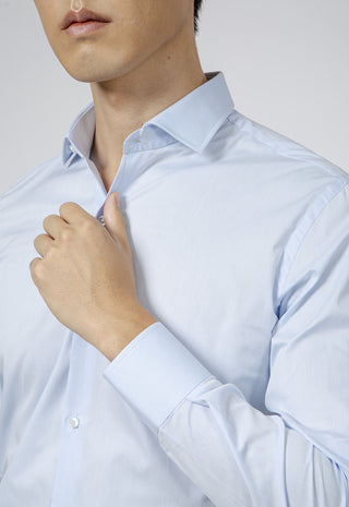 Camicia Uomo Twill Regular Fit con Collo Classico|Colore:Celeste 1