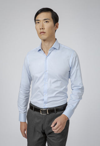 Camicia Uomo Twill Regular Fit con Collo Classico|Colore:Celeste 1