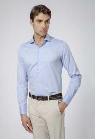 Camicia Uomo Twill Regular Fit con Collo Classico|Colore:Azzurro
