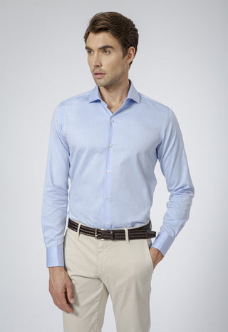 Camicia Uomo Twill Regular Fit con Collo Classico|Colore:Azzurro
