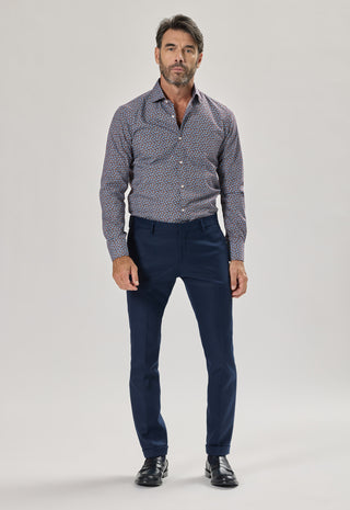 Pantalone Classico con Risvolto|Colore:Blu