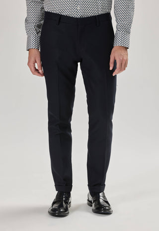 Pantalone Classico con Risvolto|Colore:Blu scuro