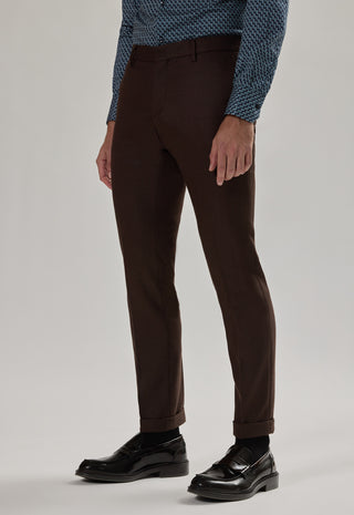 Pantalone Classico con Risvolto|Colore:Marrone