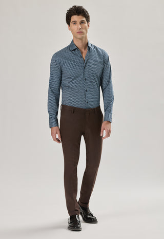 Pantalone Classico con Risvolto|Colore:Marrone