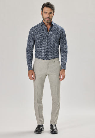 Pantalone Classico con Risvolto|Colore:Perla white