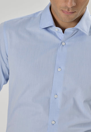 Camicia Uomo in Twill Slim Fit con Collo Classico|Colore:Azzurro