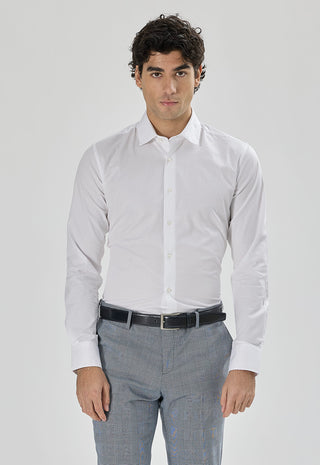Camicia Uomo in Twill Slim Fit con Collo Classico|Colore:Bianco