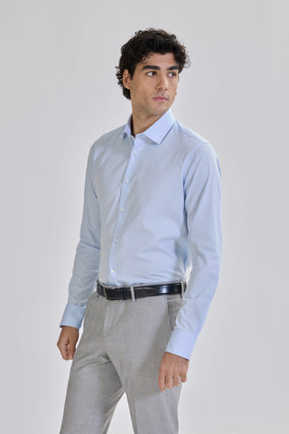 Camicia Uomo in Twill Slim Fit con Collo Classico|Colore:Celeste 1