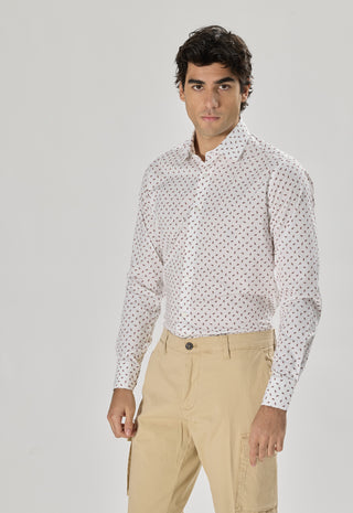 Camicia Fantasia Foglia Slim Fit