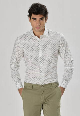 Camicia Fantasia Foglia Slim Fit