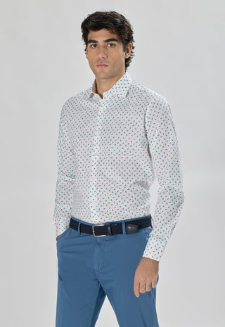 Camicia Fantasia Foglia Slim Fit