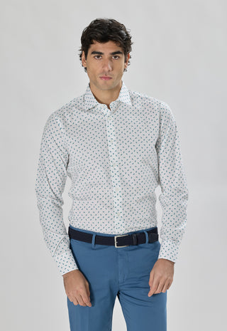 Camicia Fantasia Foglia Slim Fit