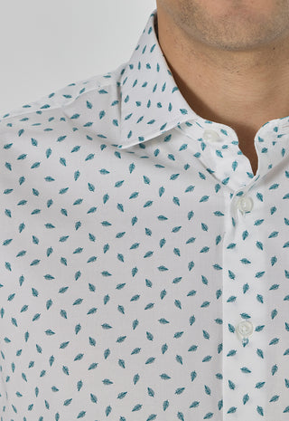 Camicia Fantasia Foglia Slim Fit