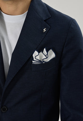 Giacca Tasche a Toppe Misto Lino|Colore:Blu navy