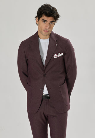 Giacca Tasche a Toppe Misto Lino|Colore:Bordeaux