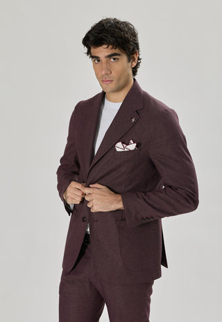 Giacca Tasche a Toppe Misto Lino|Colore:Bordeaux
