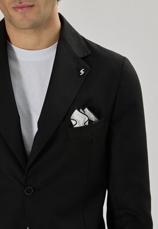 Giacca Tasche a Toppe Misto Lino|Colore:Nero
