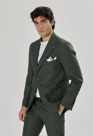 Giacca Tasche a Toppe Misto Lino|Colore:Verde