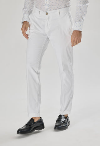 Pantalone Chino in Cotone Stretch|Colore:Bianco