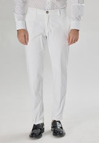 Pantalone Chino in Cotone Stretch|Colore:Bianco