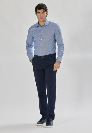 Pantalone Chino in Cotone Stretch|Colore:Blu