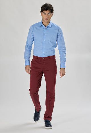 Pantalone Chino in Cotone Stretch|Colore:Bordeaux