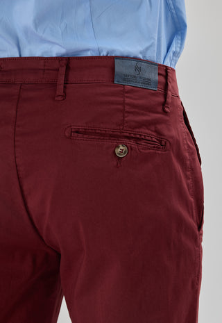 Pantalone Chino in Cotone Stretch|Colore:Bordeaux