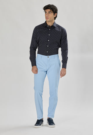 Pantalone Chino in Cotone Stretch|Colore:Celeste 1