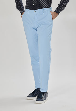 Pantalone Chino in Cotone Stretch|Colore:Celeste 1