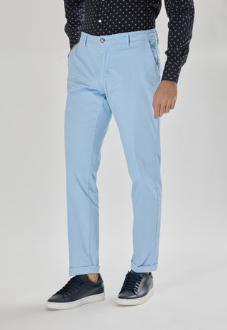 Pantalone Chino in Cotone Stretch|Colore:Celeste 1