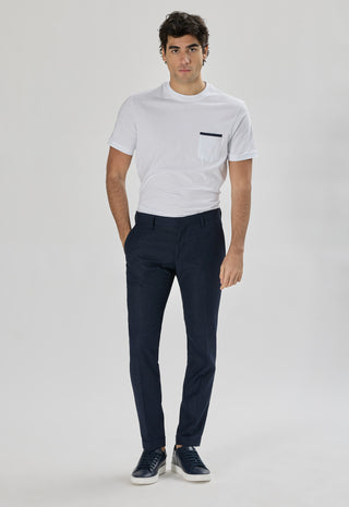 Pantalone Misto Lino|Colore:Blu navy