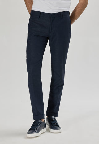 Pantalone Misto Lino|Colore:Blu navy