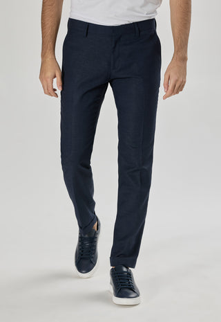 Pantalone Misto Lino|Colore:Blu navy