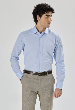 Camicia Uomo Twill  Regular Fit con Collo Classico|Colore:Azzurro