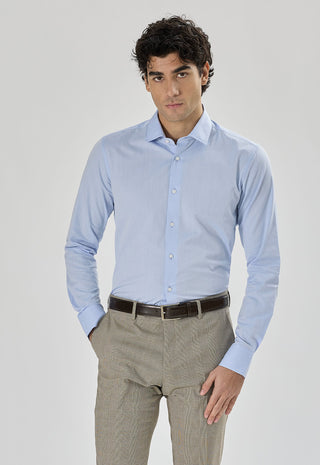 Camicia Uomo Twill  Regular Fit con Collo Classico|Colore:Azzurro