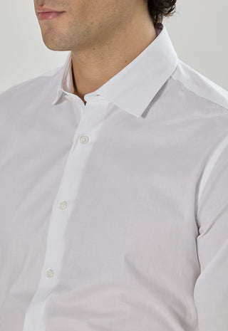 Camicia Uomo Twill  Regular Fit con Collo Classico|Colore:Bianco