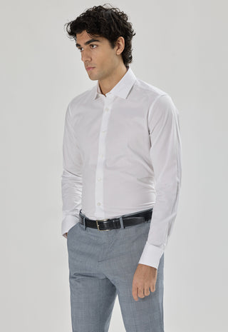 Camicia Uomo Twill  Regular Fit con Collo Classico|Colore:Bianco