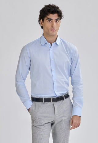 Camicia Uomo Twill  Regular Fit con Collo Classico|Colore:Celeste 1