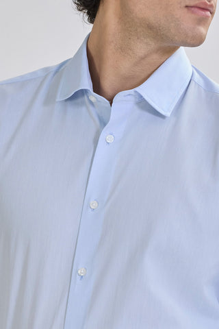 Camicia Uomo Twill  Regular Fit con Collo Classico|Colore:Celeste 1