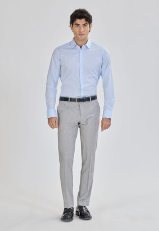 Camicia Uomo Twill  Regular Fit con Collo Classico|Colore:Celeste 1