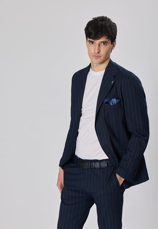Giacca Gessata Monopetto|Colore:Blu
