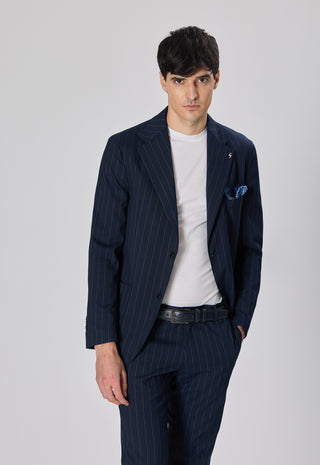 Giacca Gessata Monopetto|Colore:Blu