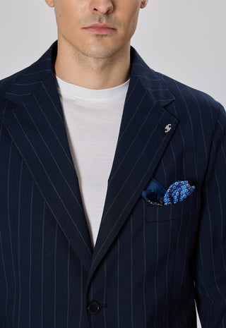 Giacca Gessata Monopetto|Colore:Blu