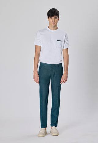 Pantalone Misto Lino|Colore:Ottanio
