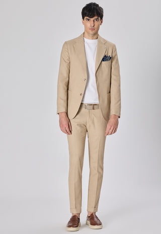 Giacca Tasche a Toppe Misto Lino|Colore:Beige