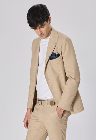 Giacca Tasche a Toppe Misto Lino|Colore:Beige