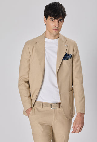 Giacca Tasche a Toppe Misto Lino|Colore:Beige